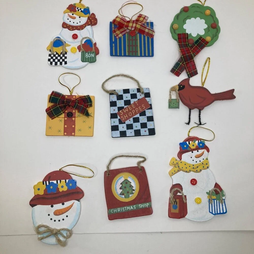 9 -Vintage‎ Carol Eldridge Wood Christmas Ornaments 2 - 3